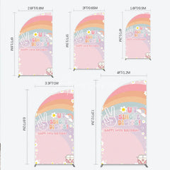 Aperturee - Aperturee Peace Out Single Digits 10th Birthday Half Moon Arch Backdrop Groovy 70s Retro Theme VW Bus and Rainbow Party Decor