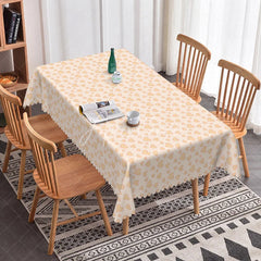 Aperturee - Aperturee Peach Heart Pattern Rectangle Tablecloth Cute Love Heart Design Valentine Anniversary Dining Room Decor