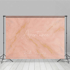 Aperturee - Aperturee Peachy Pink and Gold Vein Marble Texture Photography Backdrop Elegant Abstract Blush Photo Background
