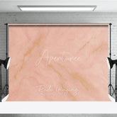Aperturee - Aperturee Peachy Pink and Gold Vein Marble Texture Photography Backdrop Elegant Abstract Blush Photo Background