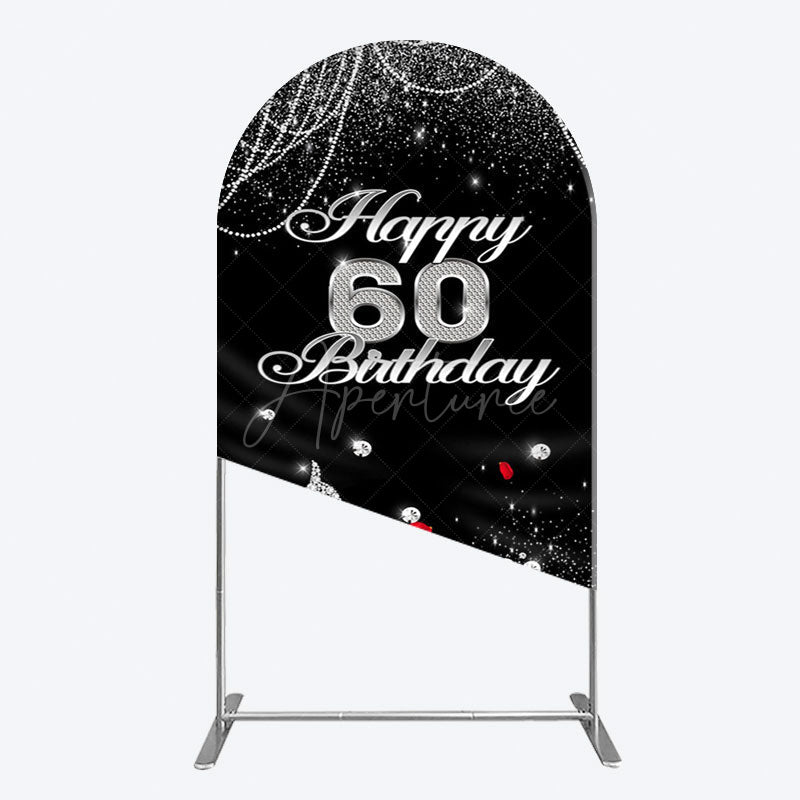 Aperturee - Aperturee Pearl Rose Heels Glitter 60th Birthday Arch Backdrop