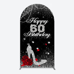 Aperturee - Aperturee Pearl Rose Heels Glitter 60th Birthday Arch Backdrop
