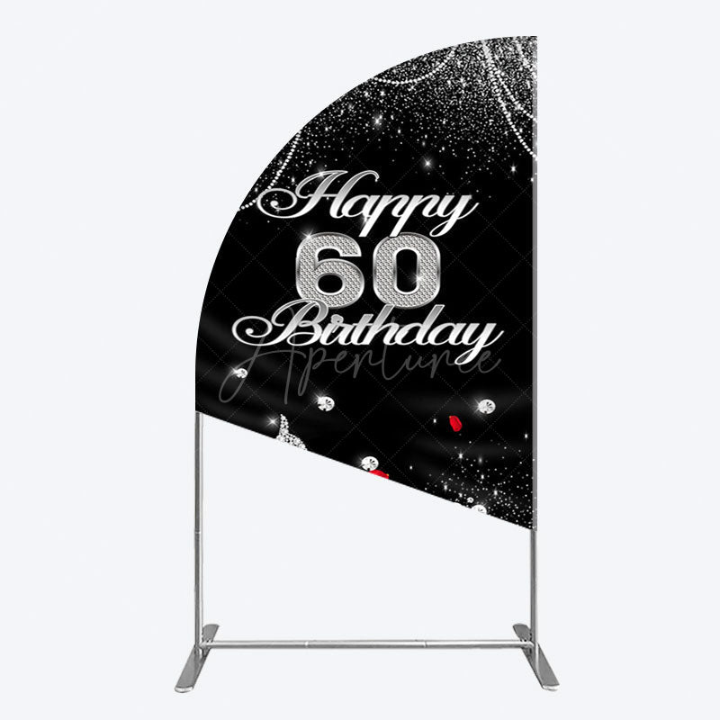 Aperturee - Aperturee Pearl Rose Heels Glitter 60th Birthday Half Moon Arch Backdrop