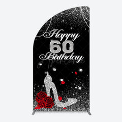 Aperturee - Aperturee Pearl Rose Heels Glitter 60th Birthday Half Moon Arch Backdrop