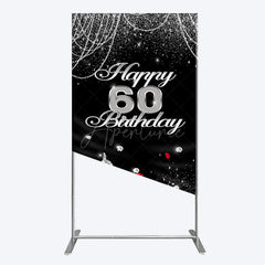 Aperturee - Aperturee Pearl Rose Heels Glitter 60th Birthday Rectangle Backdrop