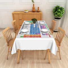 Aperturee - Aperturee Periodic Table of Elements Tablecloth on White for Science Classroom Decor or Chemistry Themed Party