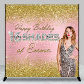 Aperturee - Aperturee Personalized 16 Shades 16th Birthday Backdrop Custom Name Gold Glitter and Pink Glam Party Banner