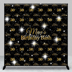 Aperturee - Aperturee Personalized 50th Birthday Bash Backdrop Gold Glitter Number 50 on Black Background Custom Name Milestone Decor
