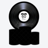 Aperturee - Aperturee Personalized 60th Birthday Vinyl Record Round Backdrop Kit Custom Name for Music Lover Retro Party Decor