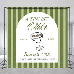 Aperturee - Aperturee Personalized A Tini Bit Older 30th Birthday Backdrop Custom Name Martini Theme Party Banner