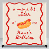Aperturee - Aperturee Personalized A Weenie Bit Older Birthday Backdrop Custom Name Hot Dog Theme Party Banner