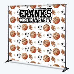 Aperturee - Aperturee Personalized All Star Sports Birthday Backdrop Basketball Soccer and Football Custom Name Party for Boy