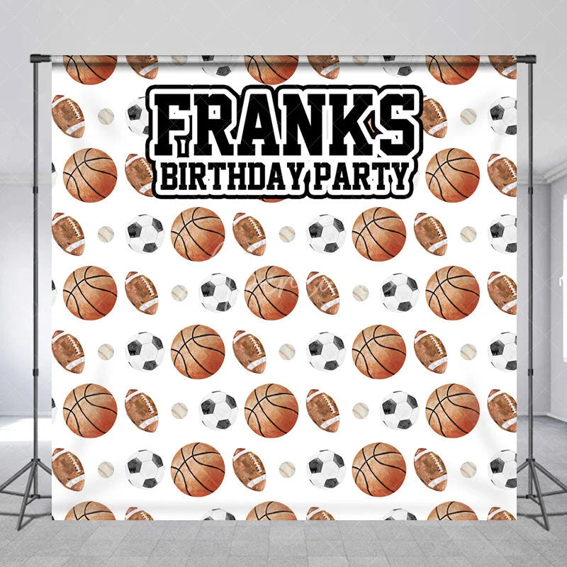 Aperturee - Aperturee Personalized All Star Sports Birthday Backdrop Basketball Soccer and Football Custom Name Party for Boy
