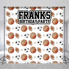 Aperturee - Aperturee Personalized All Star Sports Birthday Backdrop Basketball Soccer and Football Custom Name Party for Boy