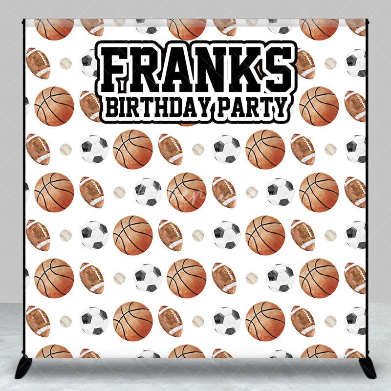 Aperturee - Aperturee Personalized All Star Sports Birthday Backdrop Basketball Soccer and Football Custom Name Party for Boy