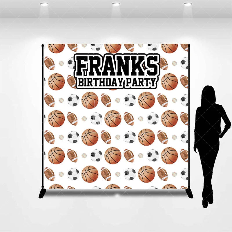 Aperturee - Aperturee Personalized All Star Sports Birthday Backdrop Basketball Soccer and Football Custom Name Party for Boy
