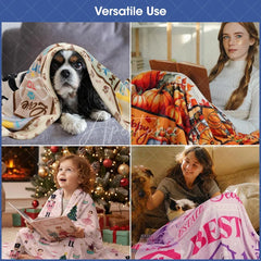 Aperturee - Aperturee Personalized Baby Blanket for Girl Custom Pink Bows Pattern Coquette Aesthetic Nursery Swaddle Gift