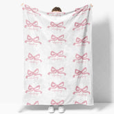 Aperturee - Aperturee Personalized Baby Blanket for Girl Custom Pink Bows Pattern Coquette Aesthetic Nursery Swaddle Gift