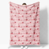 Aperturee - Aperturee Personalized Baby Blanket for Girl Custom Pink Strawberry Fruit Pattern Sweet Summer Nursery Decor