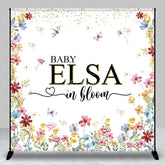 Aperturee - Aperturee Personalized Baby in Bloom Baby Shower Backdrop Wildflower Floral Butterfly Garden Party Decor for Girl