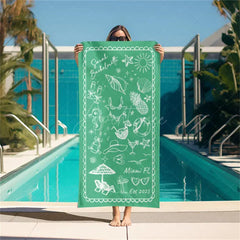 Aperturee - Aperturee Personalized Bachelorette Beach Towel for Bridal Shower