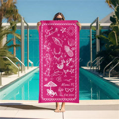 Aperturee - Aperturee Personalized Bachelorette Beach Towel for Bridal Shower