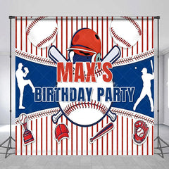 Aperturee - Aperturee Personalized Baseball Birthday Party Custom Backdrop Red White and Blue Sports Theme Decor for Kids Celebration