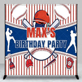 Aperturee - Aperturee Personalized Baseball Birthday Party Custom Backdrop Red White and Blue Sports Theme Decor for Kids Celebration