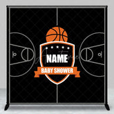 Aperturee - Aperturee Personalized Basketball Baby Shower Backdrop Custom Name Sports Theme Court Party Banner