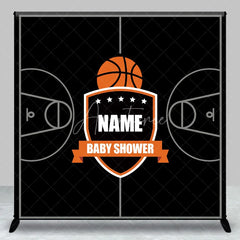 Aperturee - Aperturee Personalized Basketball Baby Shower Backdrop Custom Name Sports Theme Court Party Banner