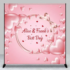 Aperturee - Aperturee Personalized Best Day Ever Hearts Backdrop Pink 3D Hearts and Bow Wedding or Baby Shower Decoration