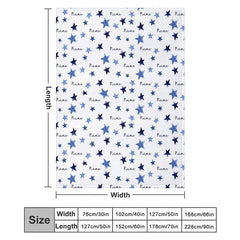 Aperturee - Aperturee Personalized Blue Starry Night Blanket with Custom Name Watercolor Stars for Baby Boy Nursery Decor Gift