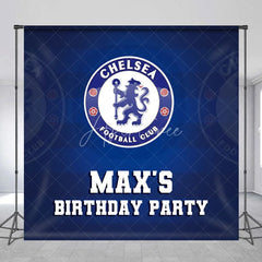 Aperturee - Aperturee Personalized Chelsea Football Club Birthday Backdrop Custom Name Soccer Team Party Banner
