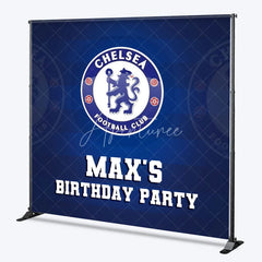 Aperturee - Aperturee Personalized Chelsea Football Club Birthday Backdrop Custom Name Soccer Team Party Banner