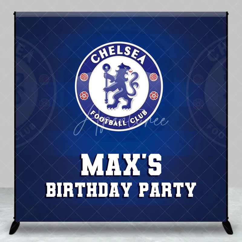 Aperturee - Aperturee Personalized Chelsea Football Club Birthday Backdrop Custom Name Soccer Team Party Banner