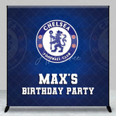 Aperturee - Aperturee Personalized Chelsea Football Club Birthday Backdrop Custom Name Soccer Team Party Banner