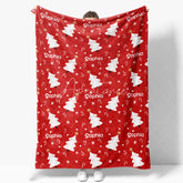 Aperturee - Aperturee Personalized Christmas Tree Blanket with Custom Name Red Holiday Decor with White Trees Xmas Gift for Girls
