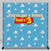 Aperturee - Aperturee Personalized Cloud Sky Custom Birthday Backdrop Blue Cartoon Clouds Boys Kids Party Photography Background