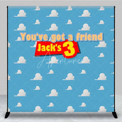 Aperturee - Aperturee Personalized Cloud Sky Custom Birthday Backdrop Blue Cartoon Clouds Boys Kids Party Photography Background