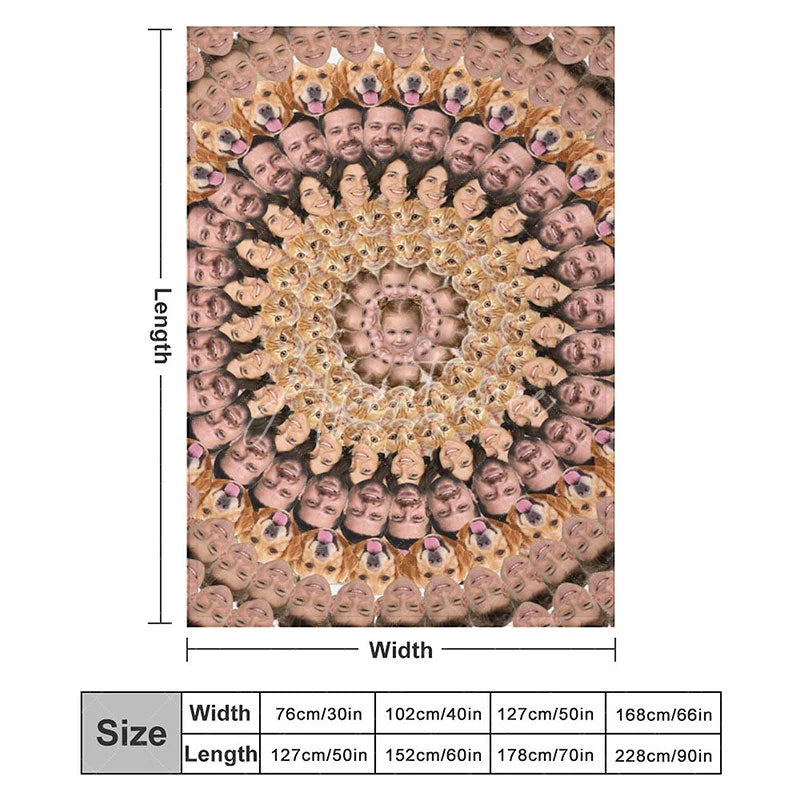 Aperturee - Aperturee Personalized Collage Photo Blanket with Custom Faces Add Pictures of Family and Pets Funny Novelty Gift