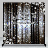 Aperturee - Aperturee Personalized Diamond Birthday Bash Backdrop Luxury Silver Glitter Glamour Party Banner