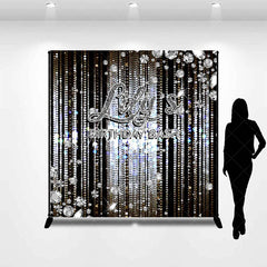 Aperturee - Aperturee Personalized Diamond Birthday Bash Backdrop Luxury Silver Glitter Glamour Party Banner
