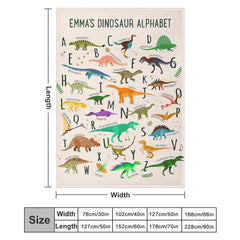 Aperturee - Aperturee Personalized Dinosaur Alphabet Blanket with Custom Name Educational A-Z Dino Chart Fun Nursery Decor for Kids