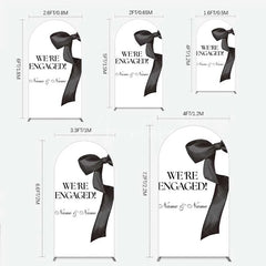 Aperturee - Aperturee Personalized Engagement Arch Backdrop Black Bow Minimalist Wedding Sign Decoration