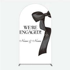 Aperturee - Aperturee Personalized Engagement Arch Backdrop Black Bow Minimalist Wedding Sign Decoration