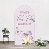 Aperturee - Aperturee Personalized Fairy First Birthday Arch Backdrop Watercolor Mushroom Butterfly Decor