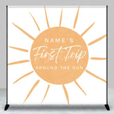 Aperturee - Aperturee Personalized First Trip Around The Sun Backdrop Custom Name Boho Sun 1st Birthday Party Banner