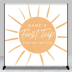 Aperturee - Aperturee Personalized First Trip Around The Sun Backdrop Custom Name Boho Sun 1st Birthday Party Banner