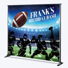 Aperturee - Aperturee Personalized Football Birthday Bash Backdrop American Football Stadium and Players Custom Name Sports Party for Boy
