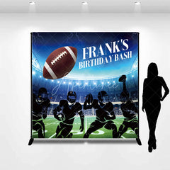 Aperturee - Aperturee Personalized Football Birthday Bash Backdrop American Football Stadium and Players Custom Name Sports Party for Boy